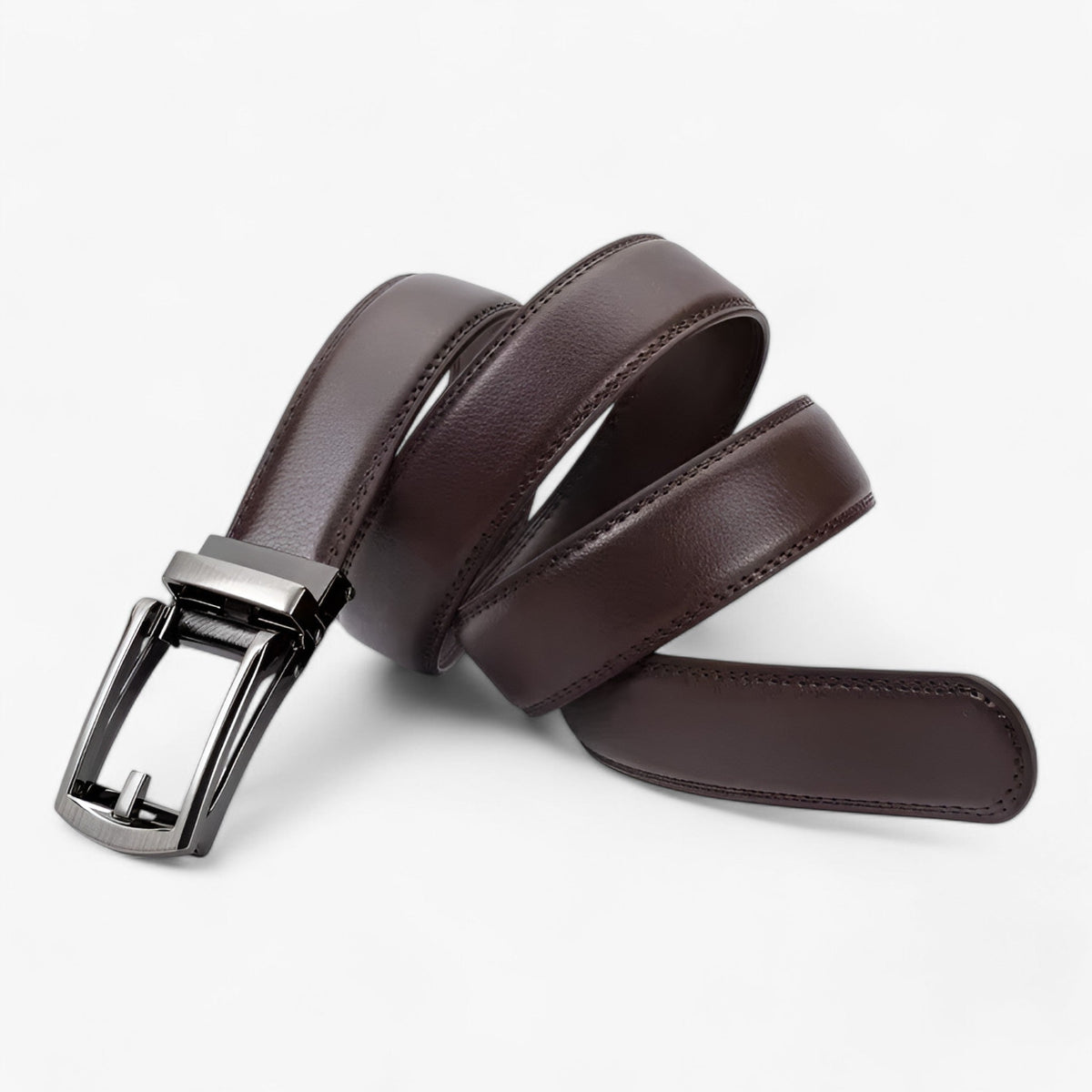 Two-Layer Belt with Polished Alloy Buckle