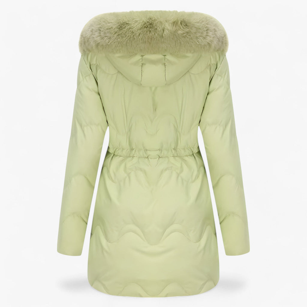 Hooded Padded Down Jacket with Thick Faux Fur Trim