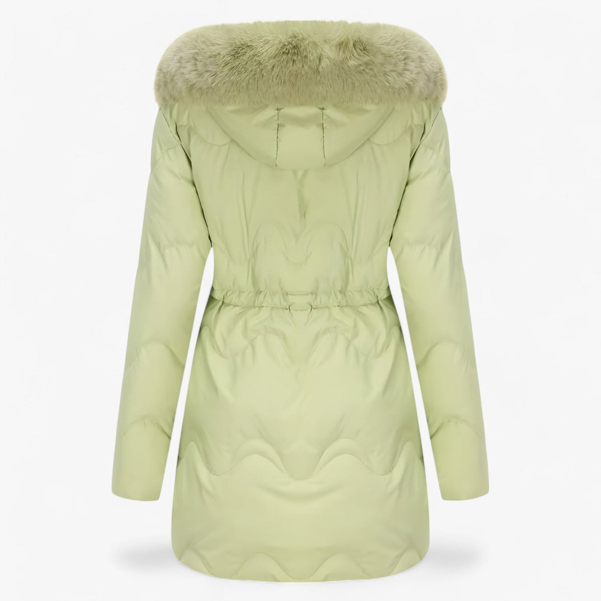 Hooded Padded Down Jacket with Thick Faux Fur Trim