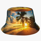 Sombrero de ala ancha con estampado tropical de hojas de palmera