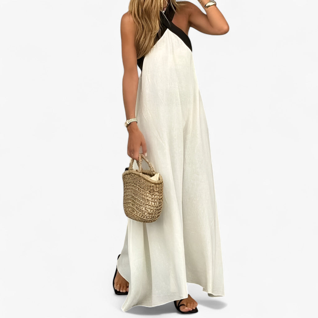 Halter Neck Maxi Dress with Plunging V-Neckline