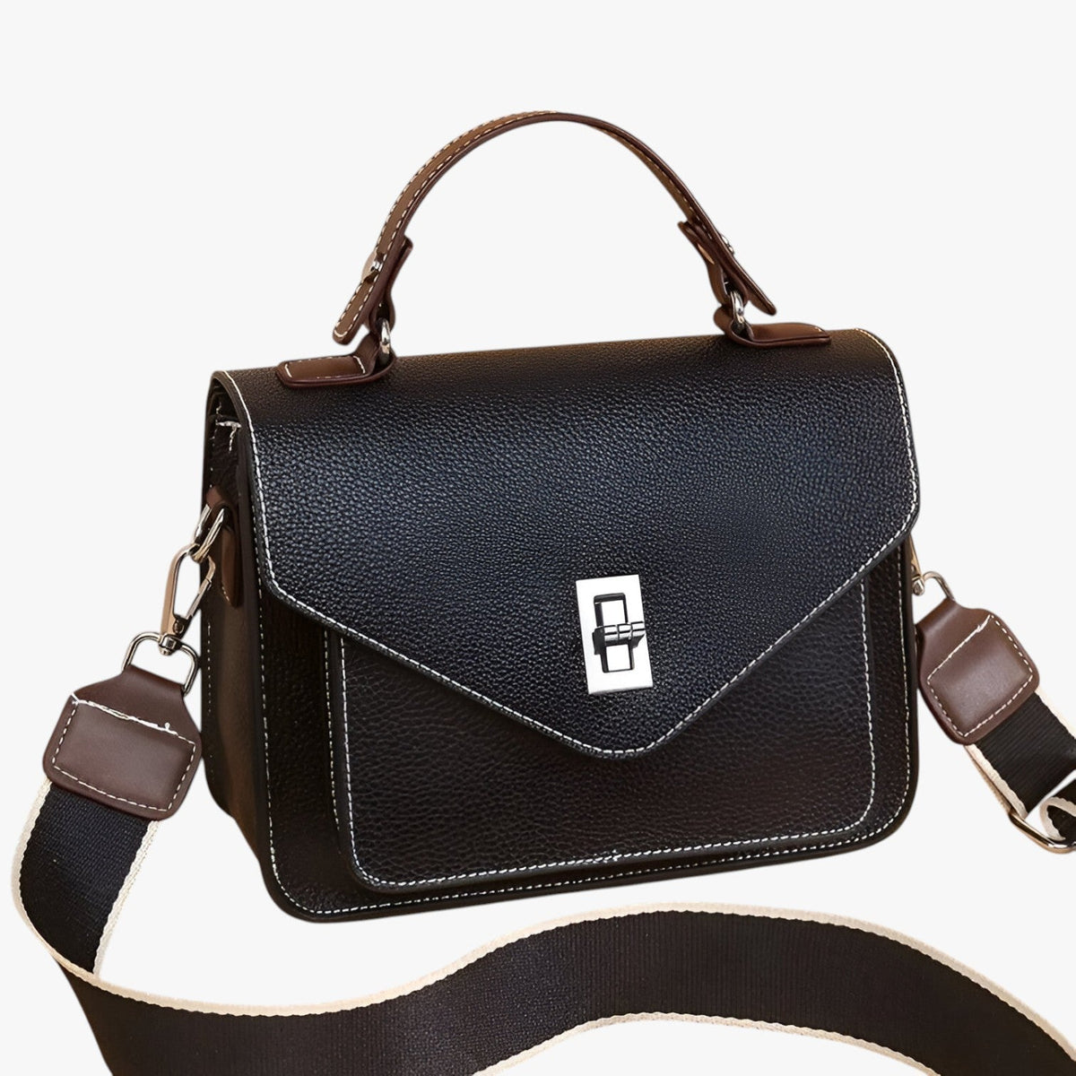 Faux Leather Handbag with Structured Silhouette