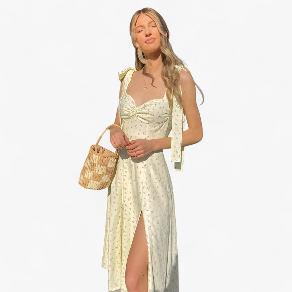 Vestido de estampado floral con cintura drapeada para la primavera