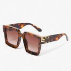 Gafas de sol retro cuadradas con lentes de espejo y ajuste ligero