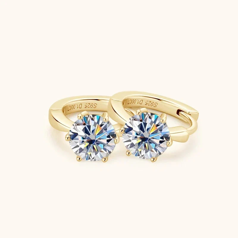 Six-Claw Zirconia Stud Earrings with Classic Setting