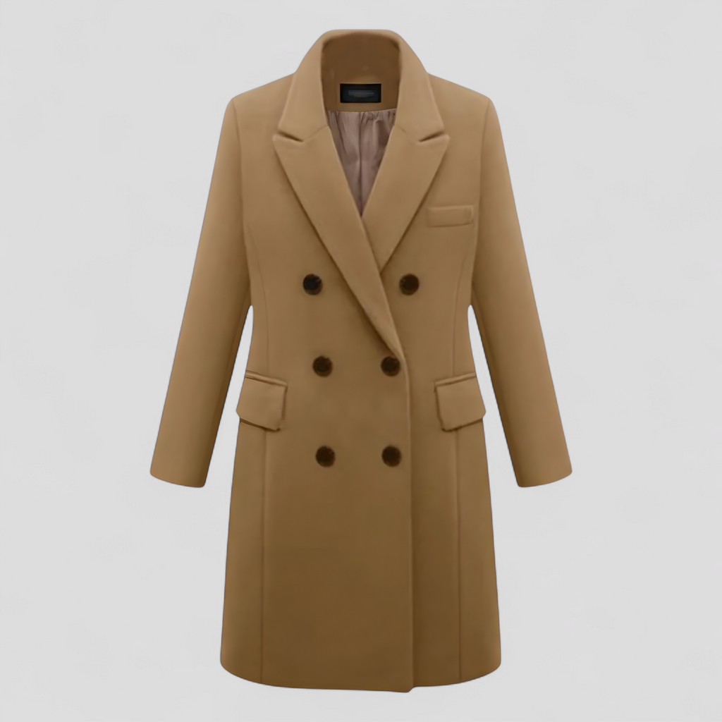 Abrigo de lana cruzado para otoño e invierno