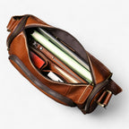 Vintage Structured Shoulder Bag with Multiple Compartments