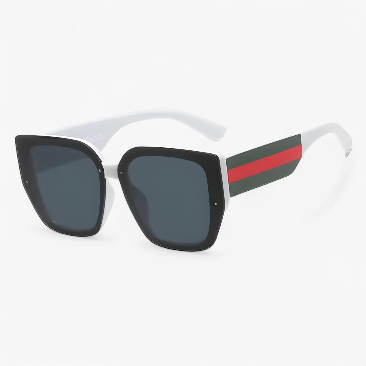 Polygonformade retrosolglasögon med flerfärgade glas