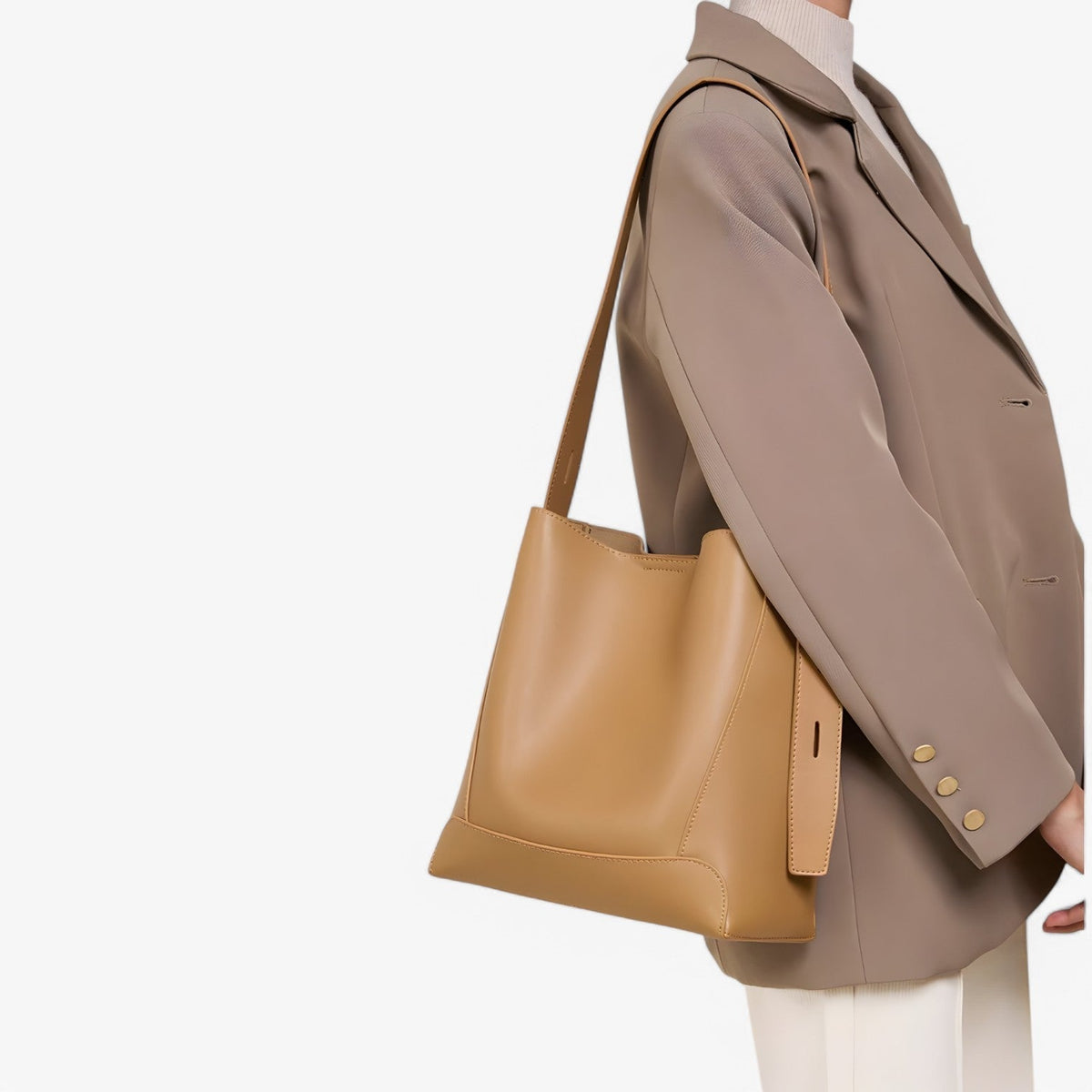 Soft Faux Leather Shoulder Bag with Spacious Main Compartment