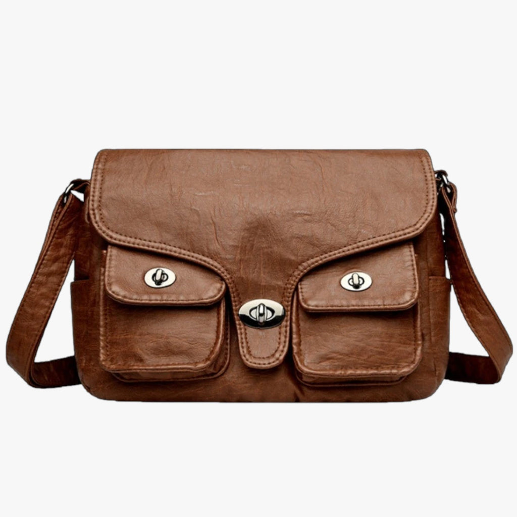 Retro-Style PU Leather Shoulder Bag with Adjustable Strap