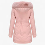 Hooded Padded Down Jacket with Thick Faux Fur Trim