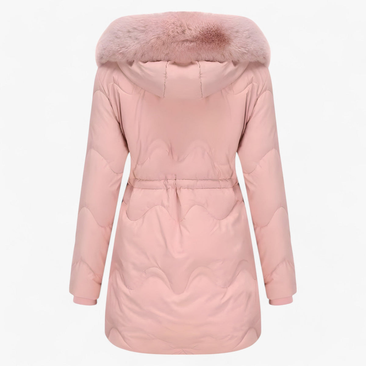Hooded Padded Down Jacket with Thick Faux Fur Trim
