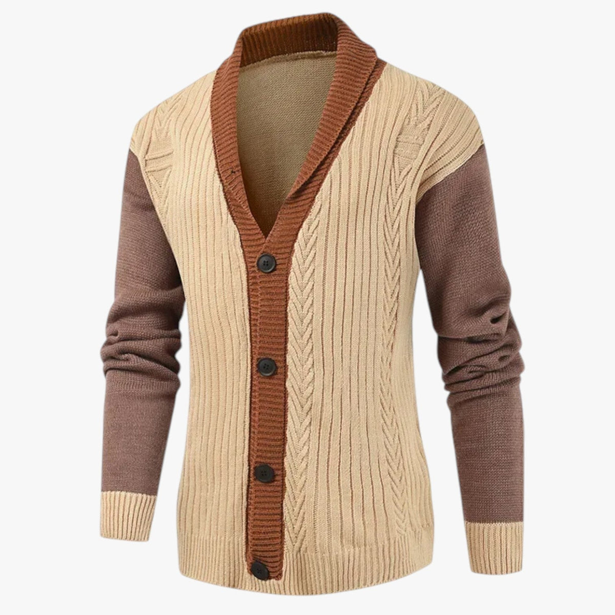 Open V-Neck Cardigan with Relaxed Autumn Fit for Men