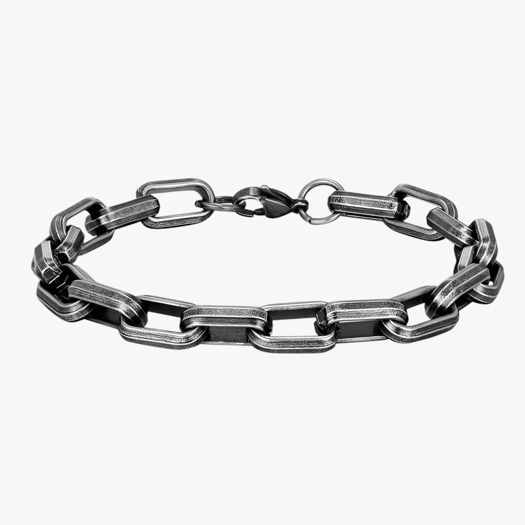 Pulsera de hombre de eslabones de acero inoxidable en negro y dorado