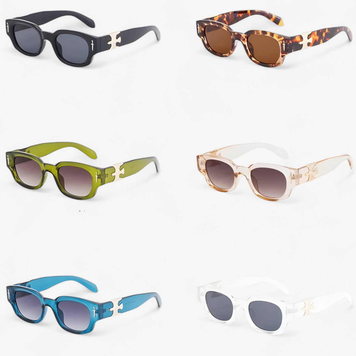 Vintage Rectangular Sunglasses with Eagle Temple Detail
