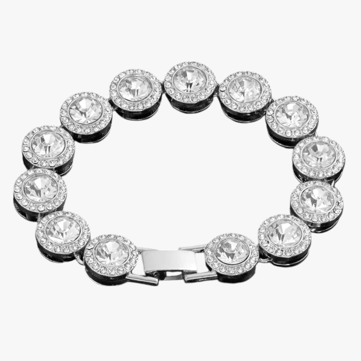 Crystal Tennis Bracelet with Heart Charm Detail