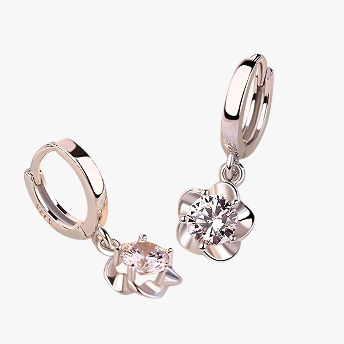 Silver-Tone Earrings with Sparkling Zirconia