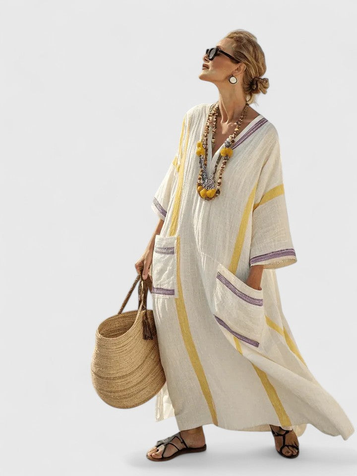 Two Tone Maxi Dress with Classic Silhouette