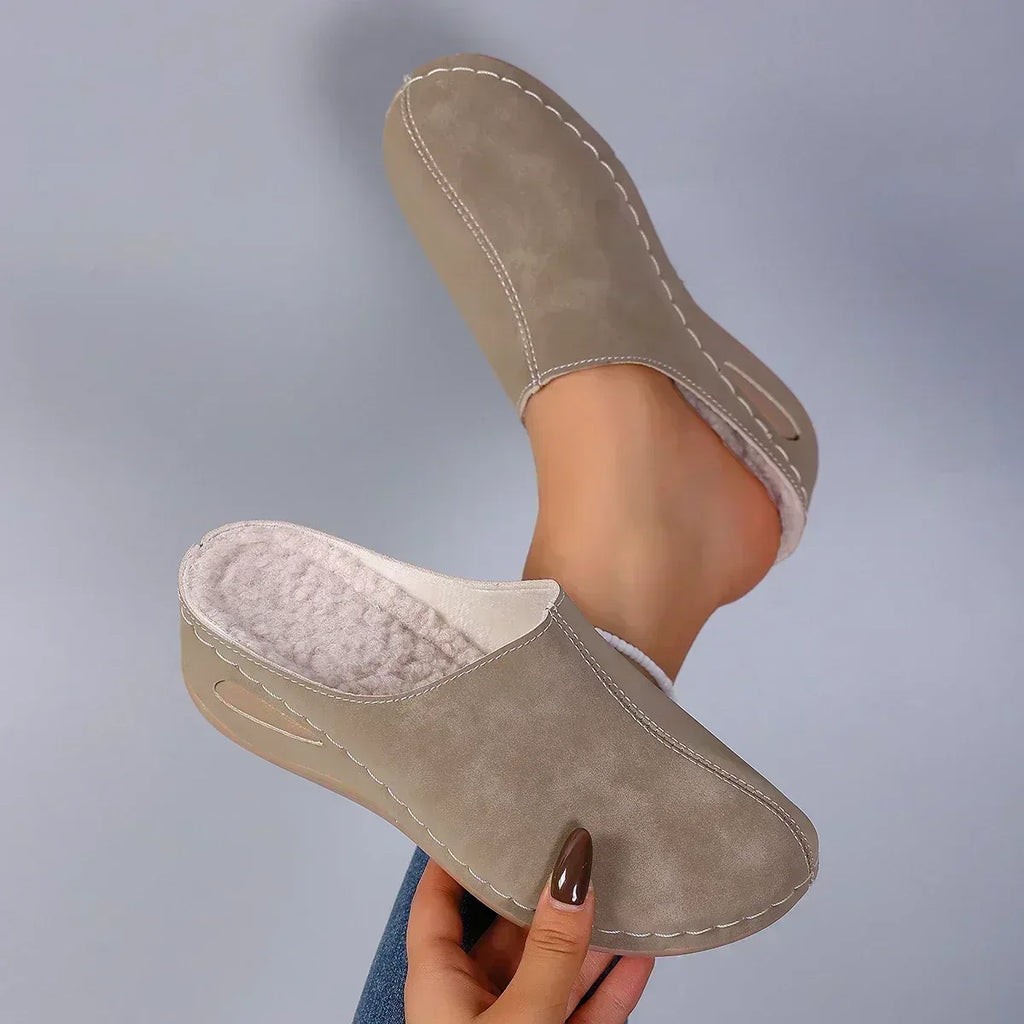 Lined Slip-On Sandals with Slip-Resistant Sole