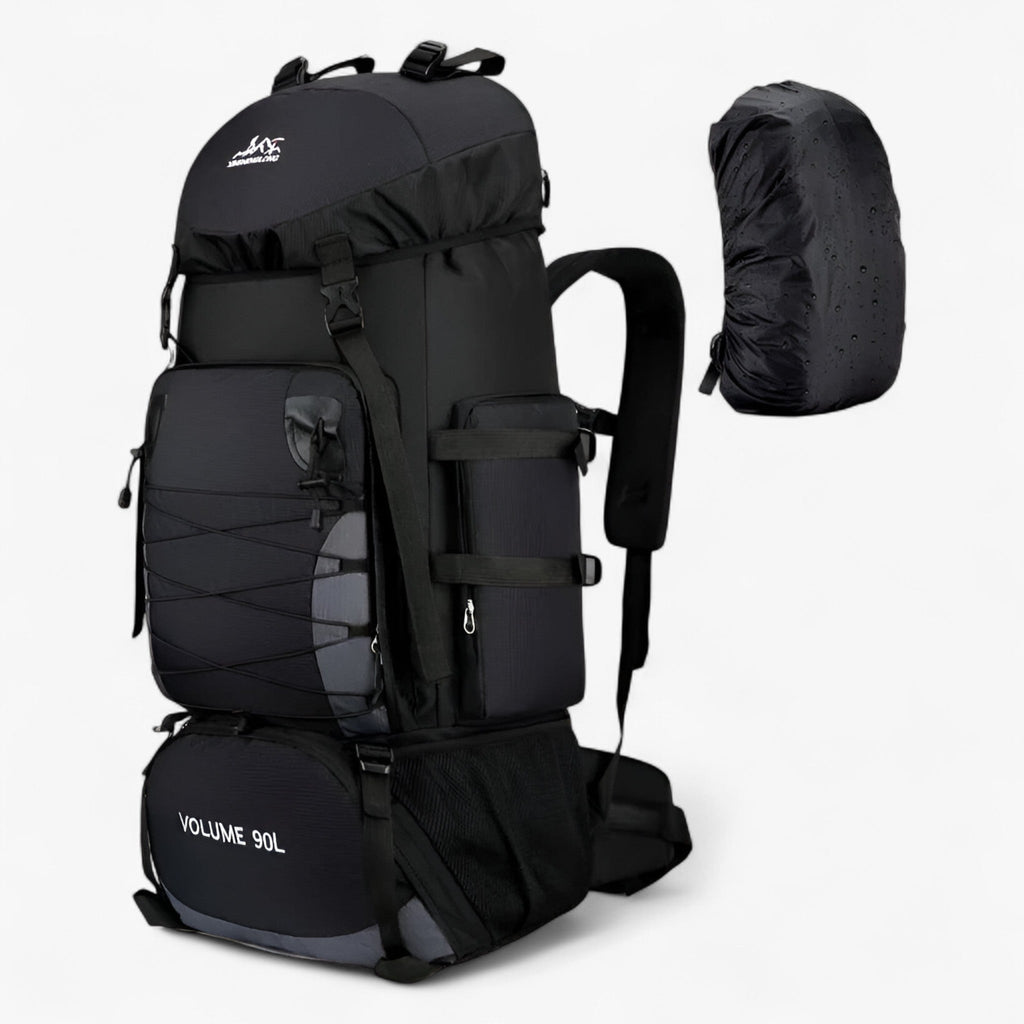 Mochila de nailon 90L resistente al agua para senderismo y viajes