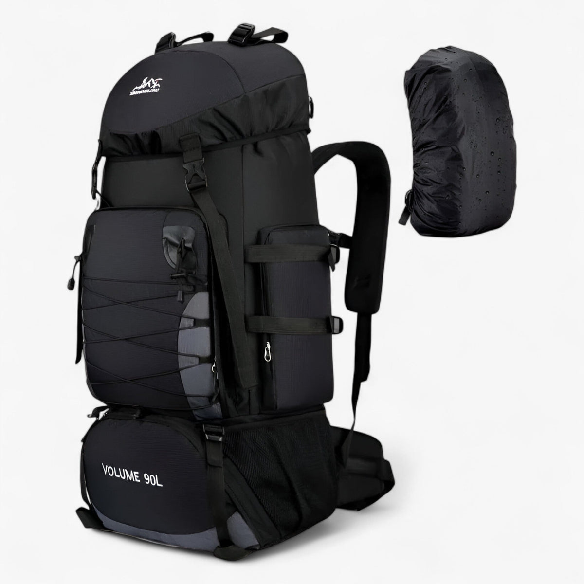 90L Water-Resistant Nylon Backpack for Hiking and Travel