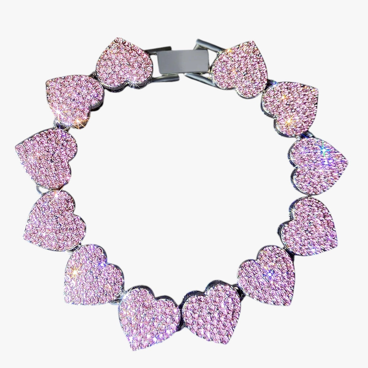 Crystal Tennis Bracelet with Heart Charm Detail