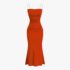 Vestido largo fluido con cuello de pico para la noche o el verano