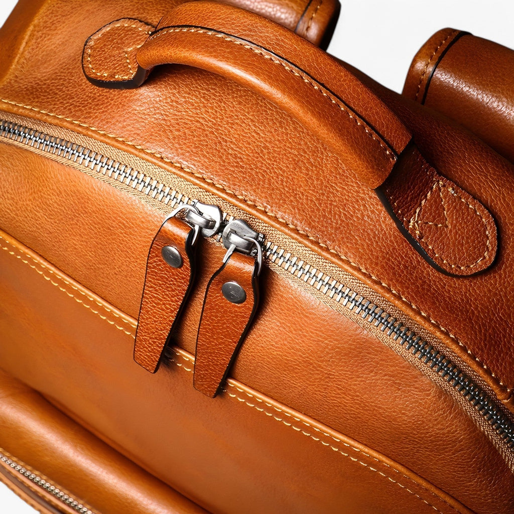 Premium Faux Leather Backpack with 16-Inch Laptop Compartment