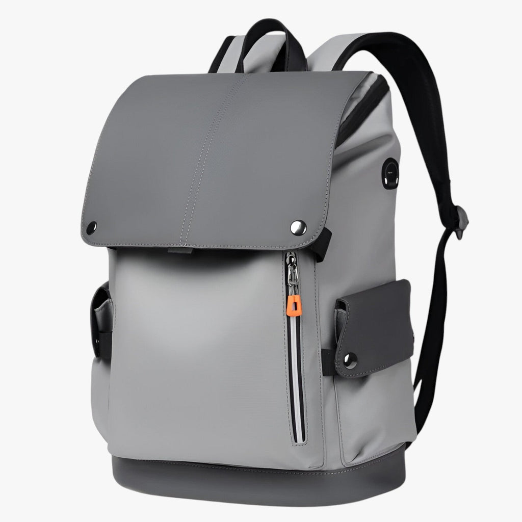 Water-Resistant PU Leather Laptop Backpack with USB Port