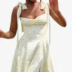 Vestido de estampado floral con cintura drapeada para la primavera