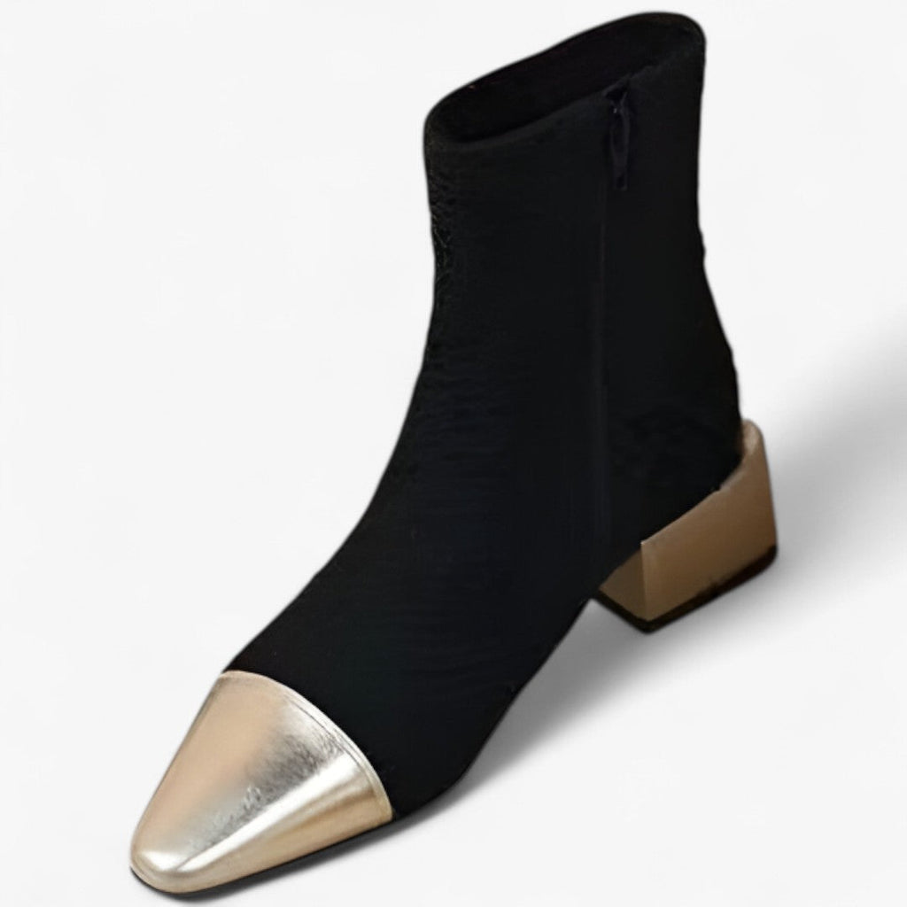 Pointed-Toe Stiletto Ankle Boots with Back Zip