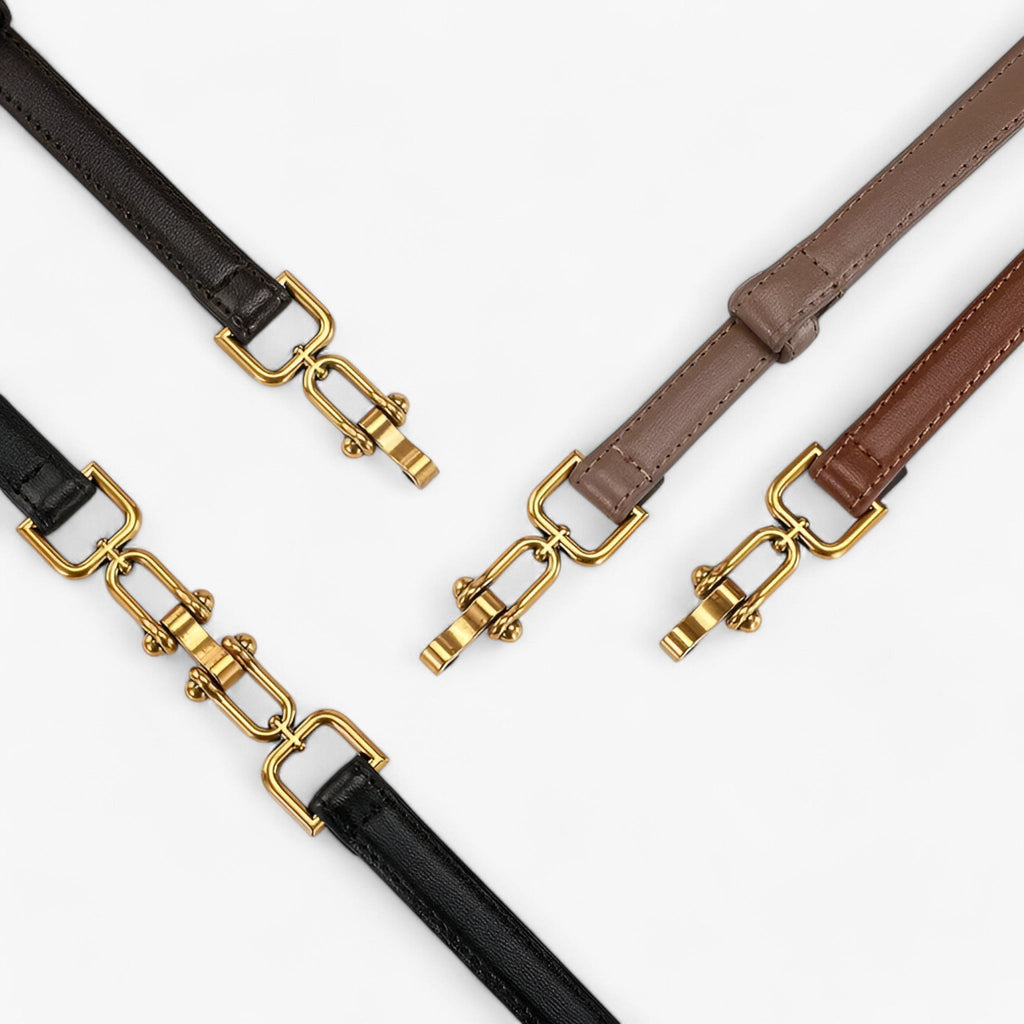 Adjustable Faux Leather Belt with Polished Buckle