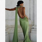 Draped Evening Gown with Open Back