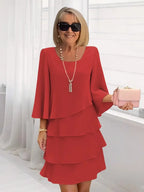 A-Line Midi Dress with Layered Ruffles