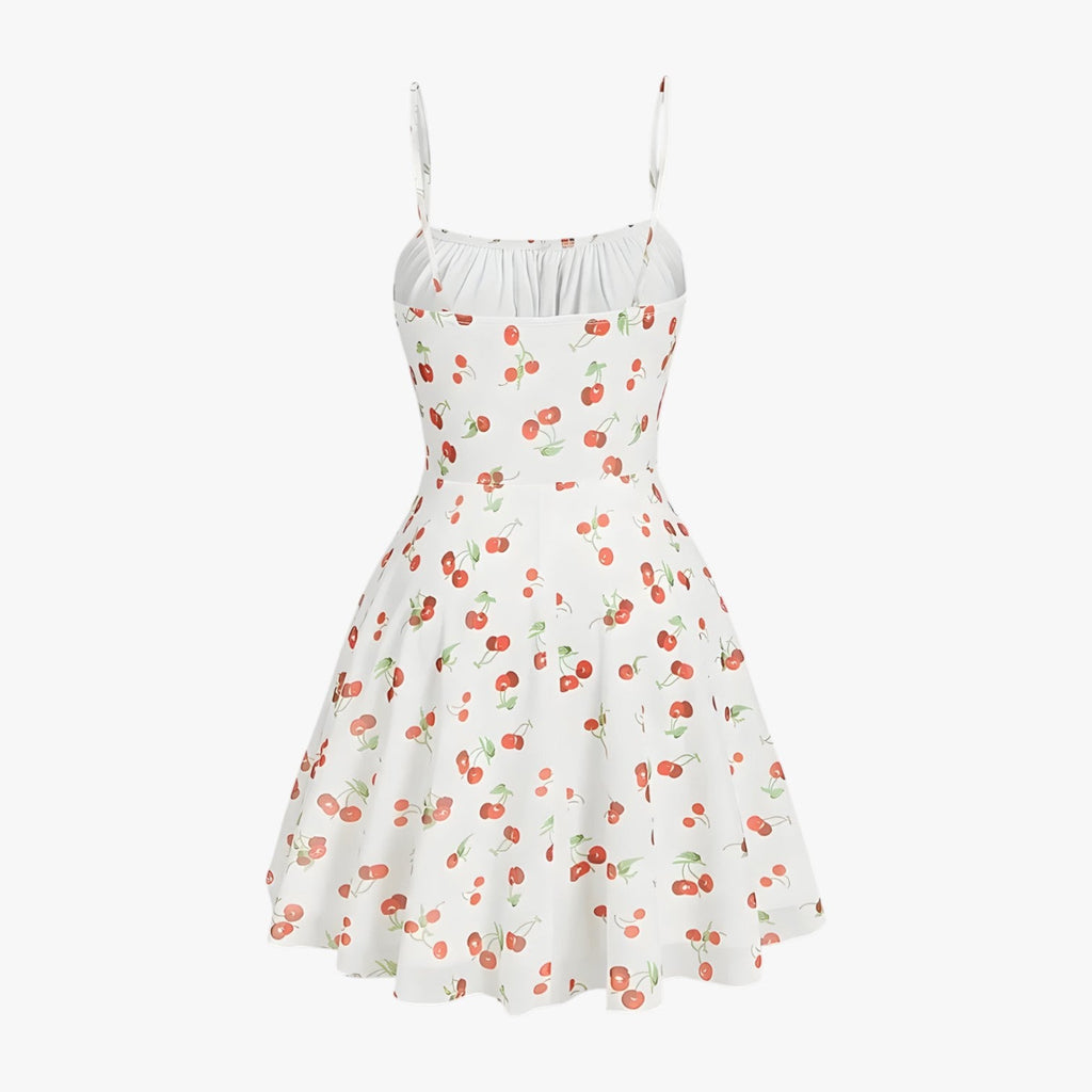 Cherry Print Swing Dress with A-Line Silhouette