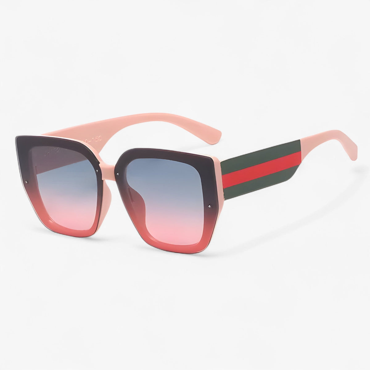 Polygonformade retrosolglasögon med flerfärgade glas