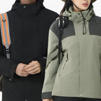 Unisex Water-Resistant Outdoor Jacket with Adjustable Hood