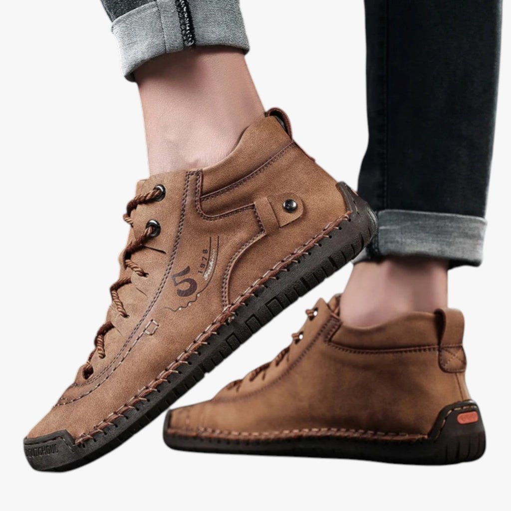 Hand-Stitched Faux Leather Loafers with Flexible Sole
