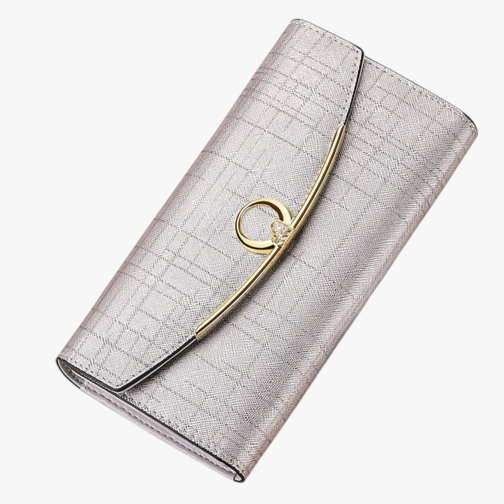 Faux Leather Wallet with Zip Closure and Multiple Compartments