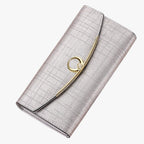 Faux Leather Wallet with Zip Closure and Multiple Compartments