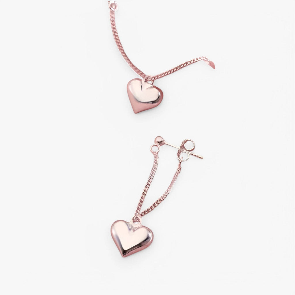 Heart-Shaped Silver-Tone Earrings, Hypoallergenic