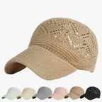 Stickad sommarhatt i mesh som andas med justerbar passform