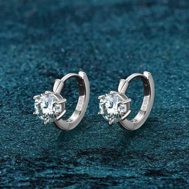 Six-Claw Zirconia Stud Earrings with Classic Setting
