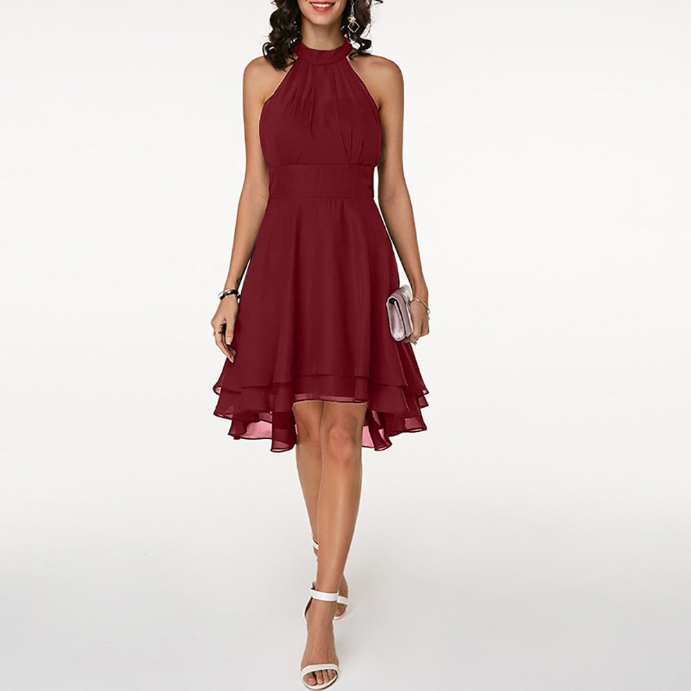 Vestido midi con volantes y silueta fluida y femenina
