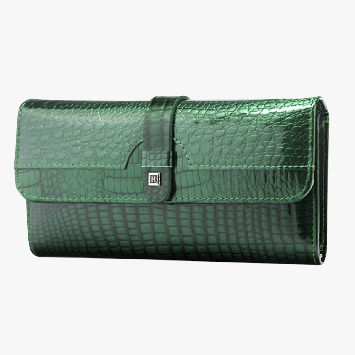 Glossy Faux Leather Clutch and Wallet Combo