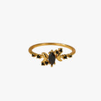 Moon and Stars Ring in Stainless Steel with Black Stone