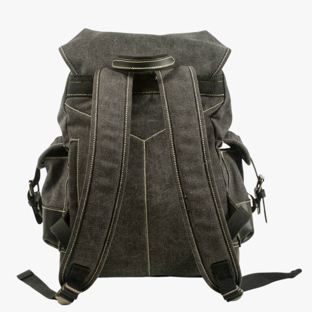 Canvas and Faux Leather Hiking Backpack with Padded Straps