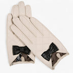 Warm Lined Gloves with Touchscreen Tips and Bow Detail