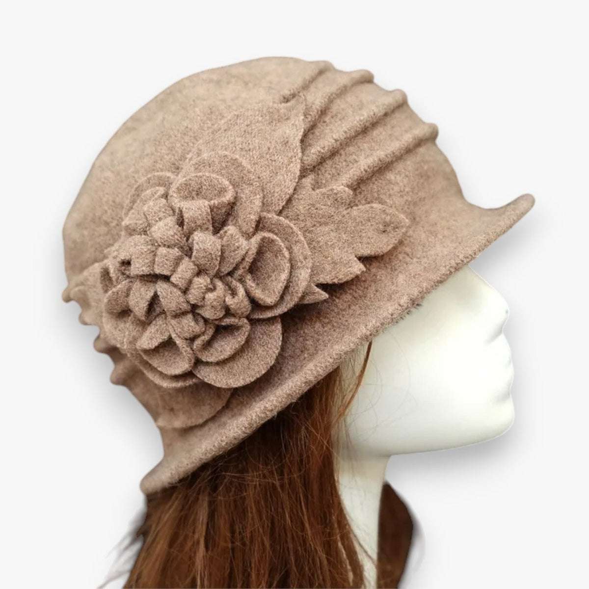 Floral Print Wool Blend Fedora Hat for Autumn and Winter