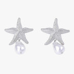 Starfish Shell-Shaped Earrings in Silver or Gold Finish
